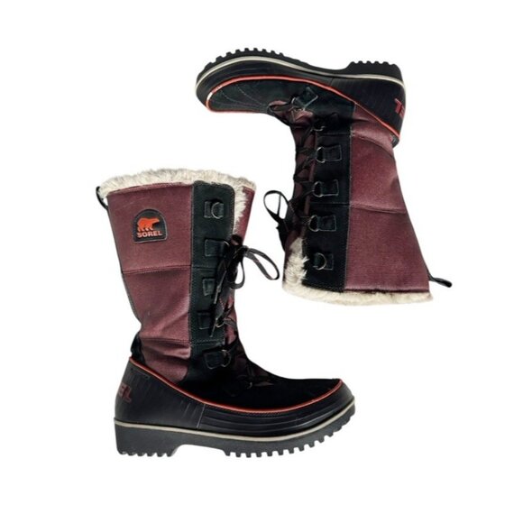 Sorel Womens Sz 11 TIVOLI High II Madder Brown Faux Fur Lined Lace Up Snow Boots - Picture 7 of 13